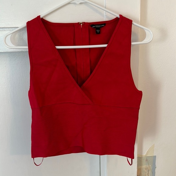 Red bandage style surplice crop top - GUESS - Picture 1 of 5